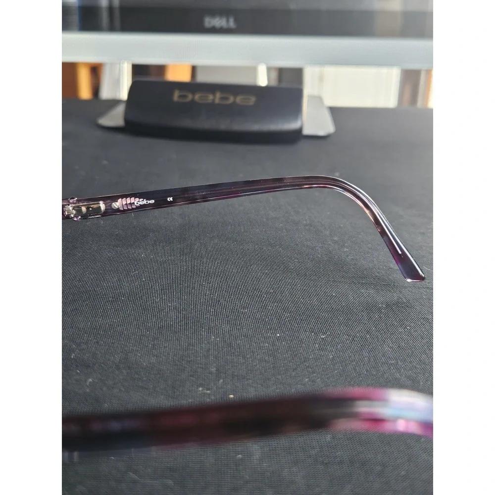 Bebe Tough Cookie BB5127 Plum Semi-Rimless Eyeglass Frames 51-17-140 Case